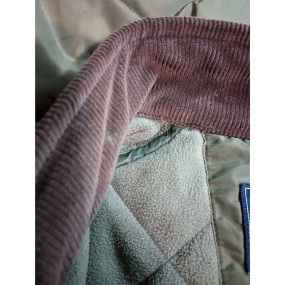 Fish Hippie Puffer Vest Mens Extra Large‎ Green Fleece Lined Corduroy Trim - Picture 5 of 8